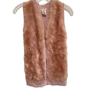 MAX STUDIO Girls Pink Faux Fur Sweater Vest
